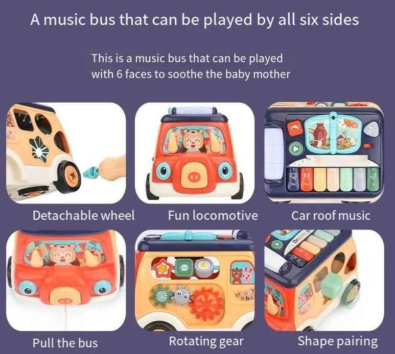 Multi sided game music bus baby early education puzzle shape matching enlightenment toys children's gifts by eprolo