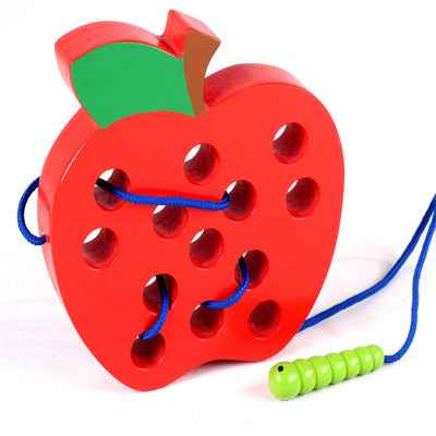 Insects Eat Apples 0.33 Threading Hands On Toys Children's Early Education Puzzle Wooden Toys Montessori Early Education Beads Threading Building Blocks Threading Game Building Blocks by eprolo