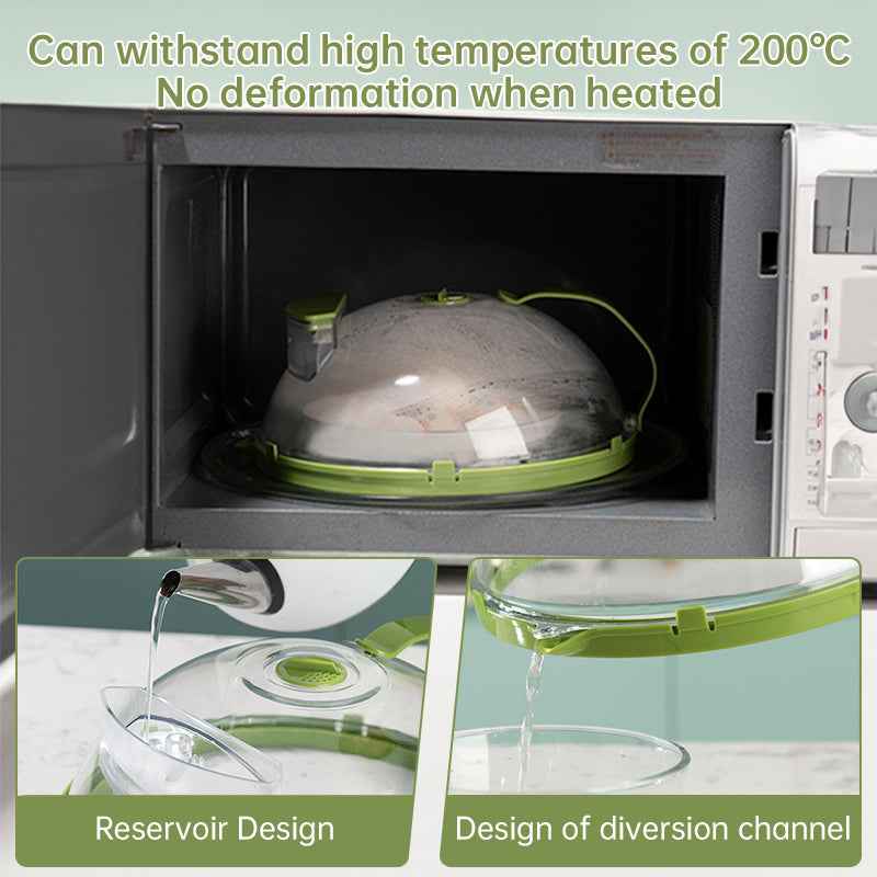 Microwave Splatter Cover - 10-inch Clear Kitchen Gadget with Water Steamer & Handle by eprolo