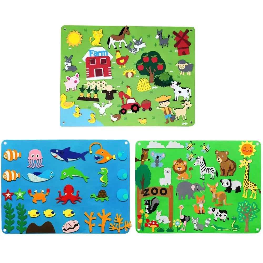 Felt Board Stories Set Montessori Ocean Farm Animal Family Interactive Preschool Education Early Learning Toddlers Toys by eprolo