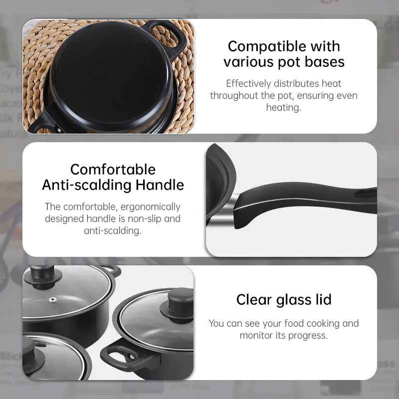 13-Piece Premium Non-Stick Cookware Set: Frying Pans, Casserole, Wok, Multi-Func, Stylish, Durable, Outdoor-Ready by eprolo