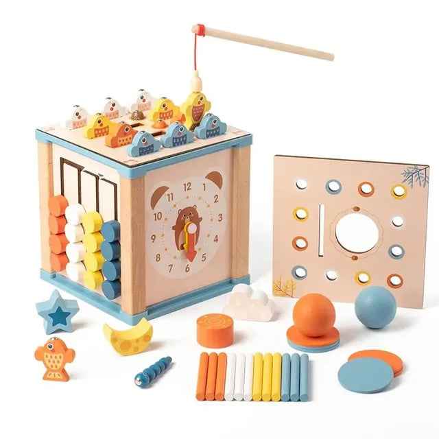 Montessori Early Education Busy Box Early Education Enlightenment Multi functional Fishing Matching Treasure Box Wooden Toys by eprolo