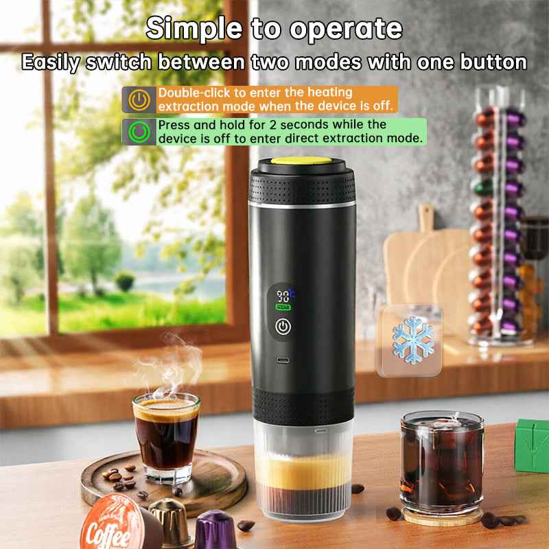 Portable Espresso Machine w/ Digital Display – 3-in-1 Capsule & Ground Coffee Maker for Travel, Camping & Office by eprolo