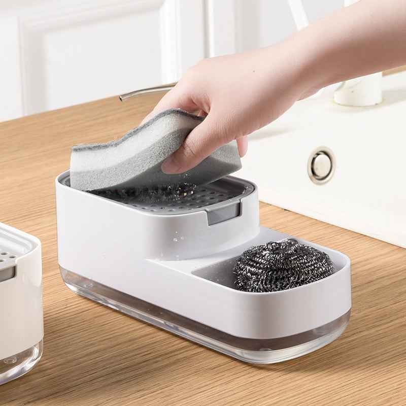 Kitchen Press Type Manual Soap Dispenser Dish washing Liquid Dispenser Storage Box Sponge Soap Dispenser by eprolo