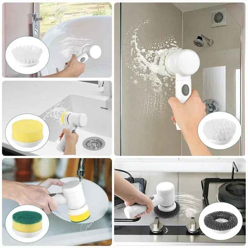 Revitalize Your Cleaning Routine with the Electric Spin Scrubber – Power Scrubber with 5 Versatile Brush Heads by eprolo