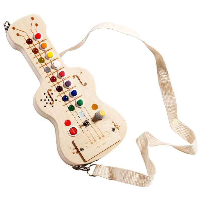 Wooden LED switch light melodic sound optoelectronic guitar busy board children's Montessori early education puzzle toy by eprolo