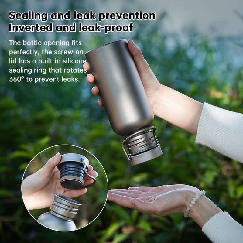 Pure Titanium Water Bottle, Lightweight Single-Wall Wide Mouth for Sports, Camping, Travel by eprolo