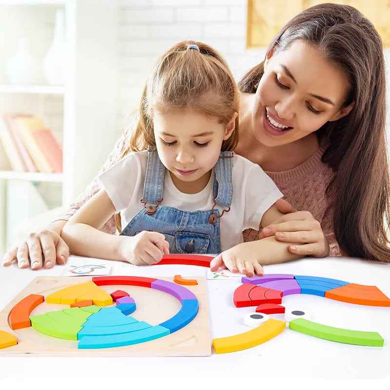 Children's puzzle blocks puzzle boards rainbow colors shape recognition early education puzzle toys tabletop games by eprolo