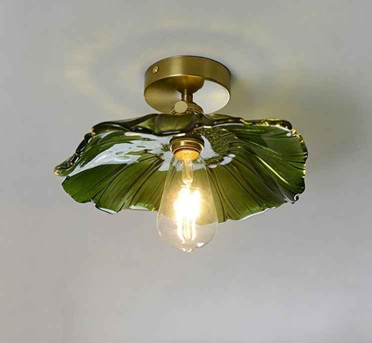 Vintage Lotus Leaf Ceiling Light – Elegant Retro Brass & Green Chandelier by eprolo