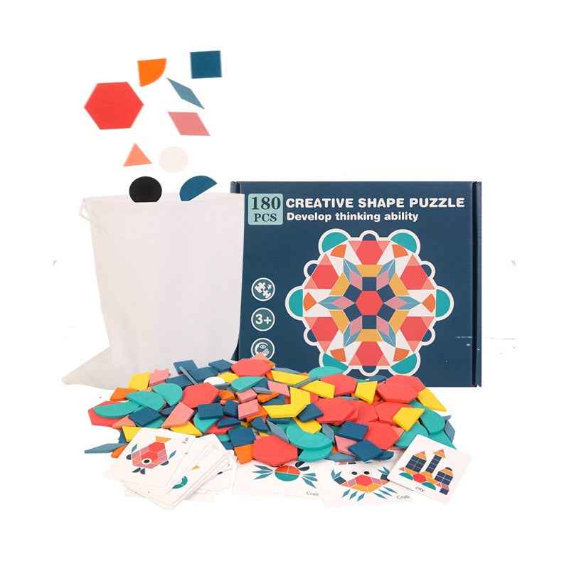 Educational Wooden Puzzles for Toddlers - 180-Piece Shape Matching Set for Fun Learning by eprolo